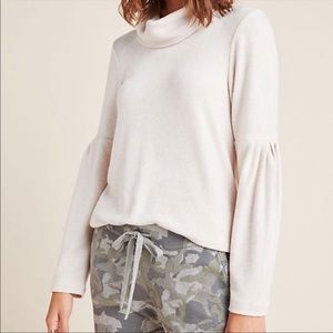 Anthropologie Saturday Sunday Rachel Turtleneck Balloon Sleeve Ribbed Sweater S